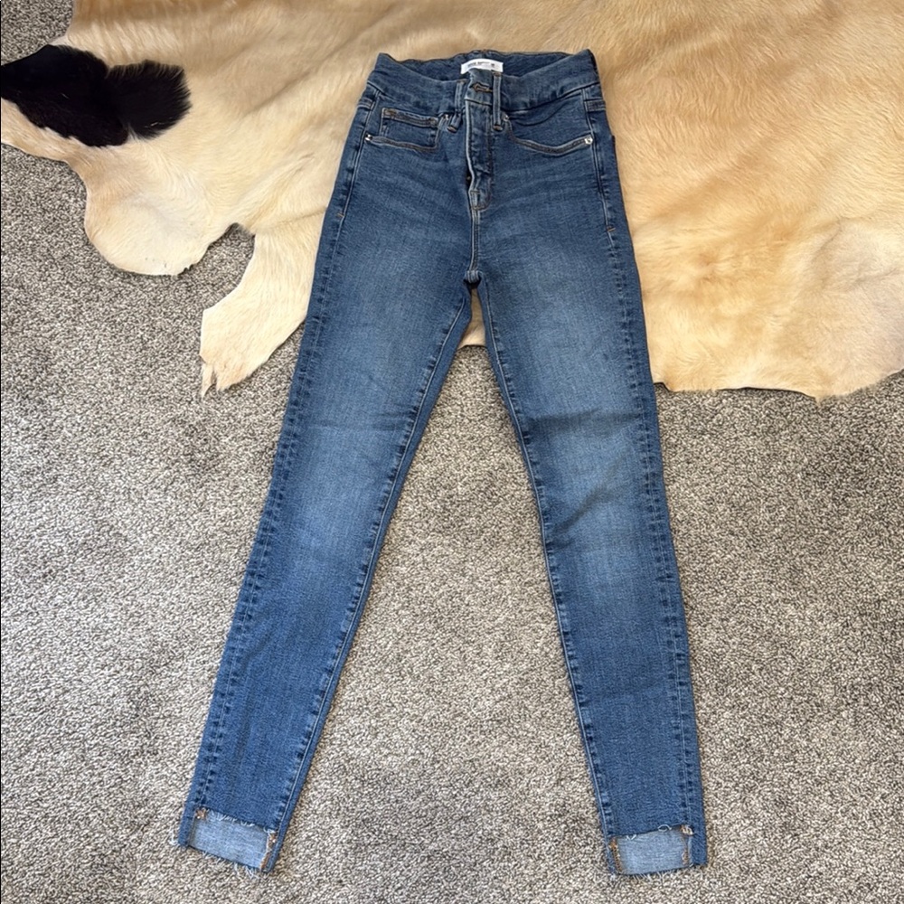 Good American Blue Skinny Jeans High-Rise Stretch